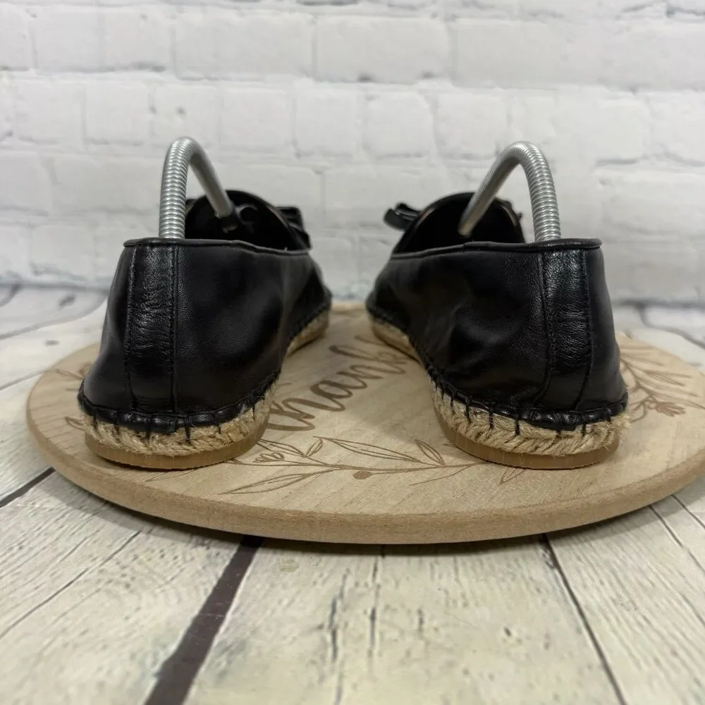 Cole Haan Women’s Black Leather Bow Driving Loafers Espadrille Slip On Size 11